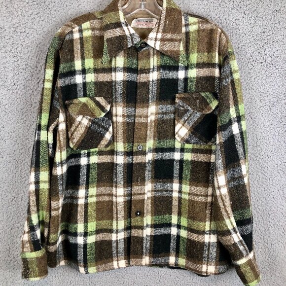 Directions 80's Other - Vintage 70s Directions 80s Plaid Shacket Over-Shirt Flannel Men's Large Wool